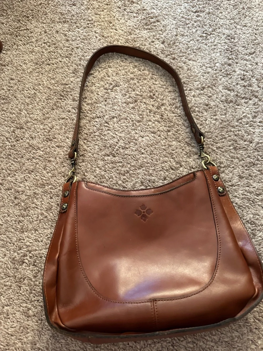 Patricia Nash Caletta Hobo Crossbody Bag - Cognac Leather